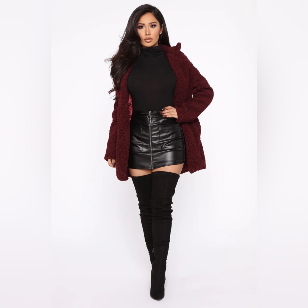 Fashion Nova No Chills Coat - Burgundy